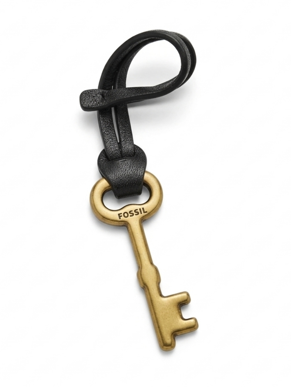 Fossil Replacement Brass Key Purse Charm Genuine Leather Hang Tag Vintage
